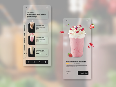 Drink Glass Morphism UI app branding daily ui design drink drink ui drinks explore page milkshake smoothie ui ux web website
