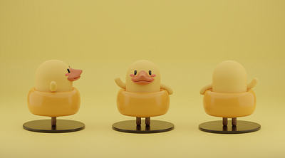 Yellow duck 3d blender design illustration ip