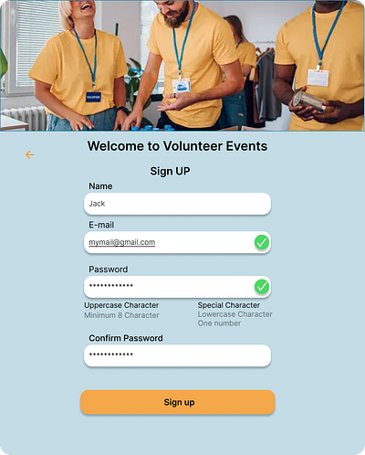 Signup UX for Volunteer Events signup ux d esign