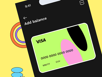 Add balance - Fintech add balance banking app digital banking fintech app fintech mobile app neubrutalism online banking visa card design