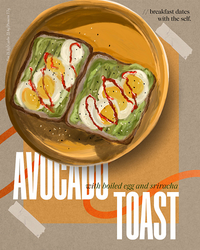 Avo toast brekky breakfast food foodillustration illustration procreate