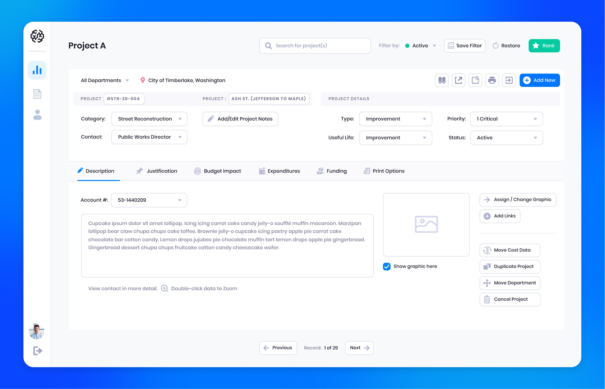 Project Management App analytics app blue clean dashboard design gradients management project management ui web app