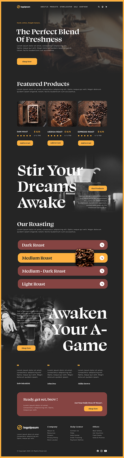 Coffee Beans Shop - eCommerce coffee design ecommerce elementor home page illustration landing ui ux web design website wordpress