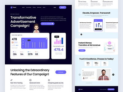 Ad Campaign SaaS Website ad campaign ai tools data visualization landing page marketing saas saas product saas ui design saas website design web design website design