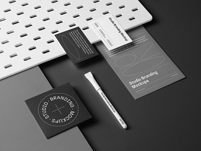 Studio Branding Mockups PSD Scenes branding business card design download identity logo mockup mockups psd stationery studio template typography