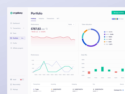 Cryptiony: Crypto taxes app crypto cryptocurrency design desktop figma portfolio taxes ui user interface