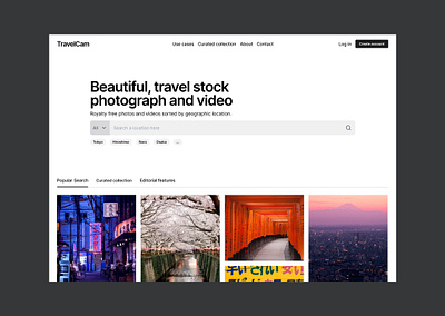 Daily UI Challenge - #022 dailyui dailyuichallenge landing page photography photography landing page photography website search search bar search landing page travel travel landing page travel photos ui ui design uichallenge