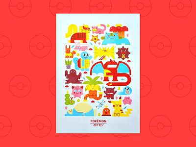 POKÉMON RISOGRAPH PRINT art design graphic design illustration pokemon poster print riso risograph shapes vector