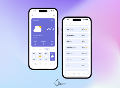 Weather Application Design - #DailyUI 037 app design illustration typography ui ui ux uidesign