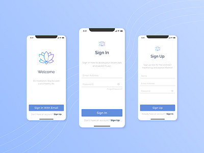 Meditari App | Sign up & Sign In #Daily UI 001 001 app dailyui design login screen sign in sign up ui ux