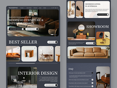 MODERNO - Furniture & Interior Design Studio Web Landing Page design figma freelancer interior design landingpage ui ux web design