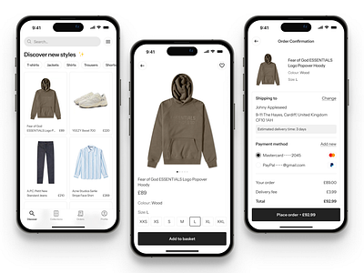 Clean & Minimalist E-Commerce App app design discover ecommerce ios iphone mobile app order product detail ui design