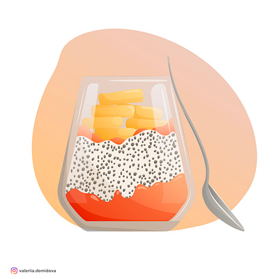 Chia pudding adobe illustrator art beach branding breakfast chia colourful concept design diet food fruits graphic design healthy illustration menu product design vector