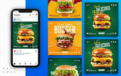 Burger, Food Social Media flyer design, Instagram post design burger burger social media post design facebook post graphic design instagram post logo social media social media post typography vector