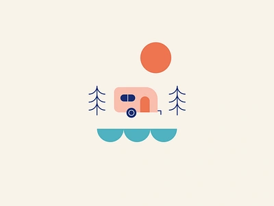 Camp camp caravan holiday illustration sea vacation