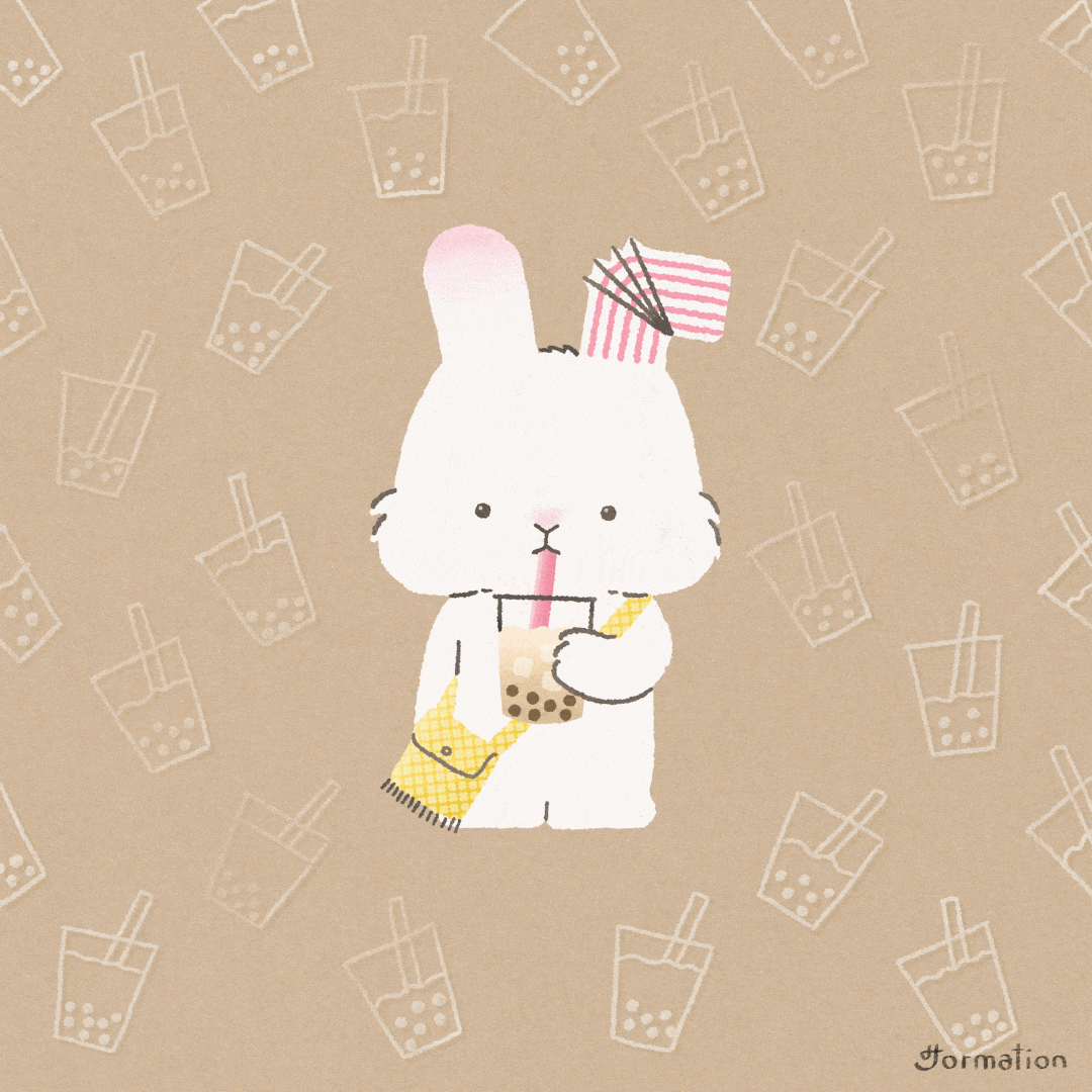 Boba Milk Tea boba bunny cartoon digital art digital illustration illustration milk milk tea procreate rabbit tea