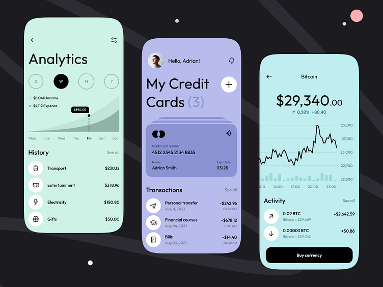 Fintech service - Mobile app by Anastasia Golovko on Dribbble