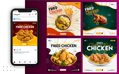 Chicken, Food Social Media flyer design, Instagram post design ads design banner branding burger burger social media post chicken cover design facebook ads facebook post graphic design illustration instagram post logo ui