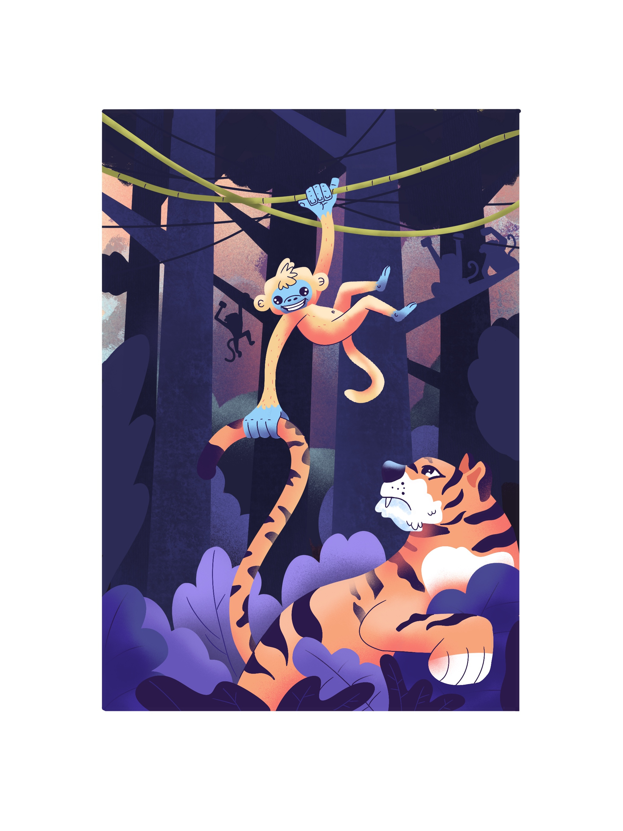 Mother's Nature Trolls children book illustration funny gibbon illustration nature naughty tiger troll wildlife
