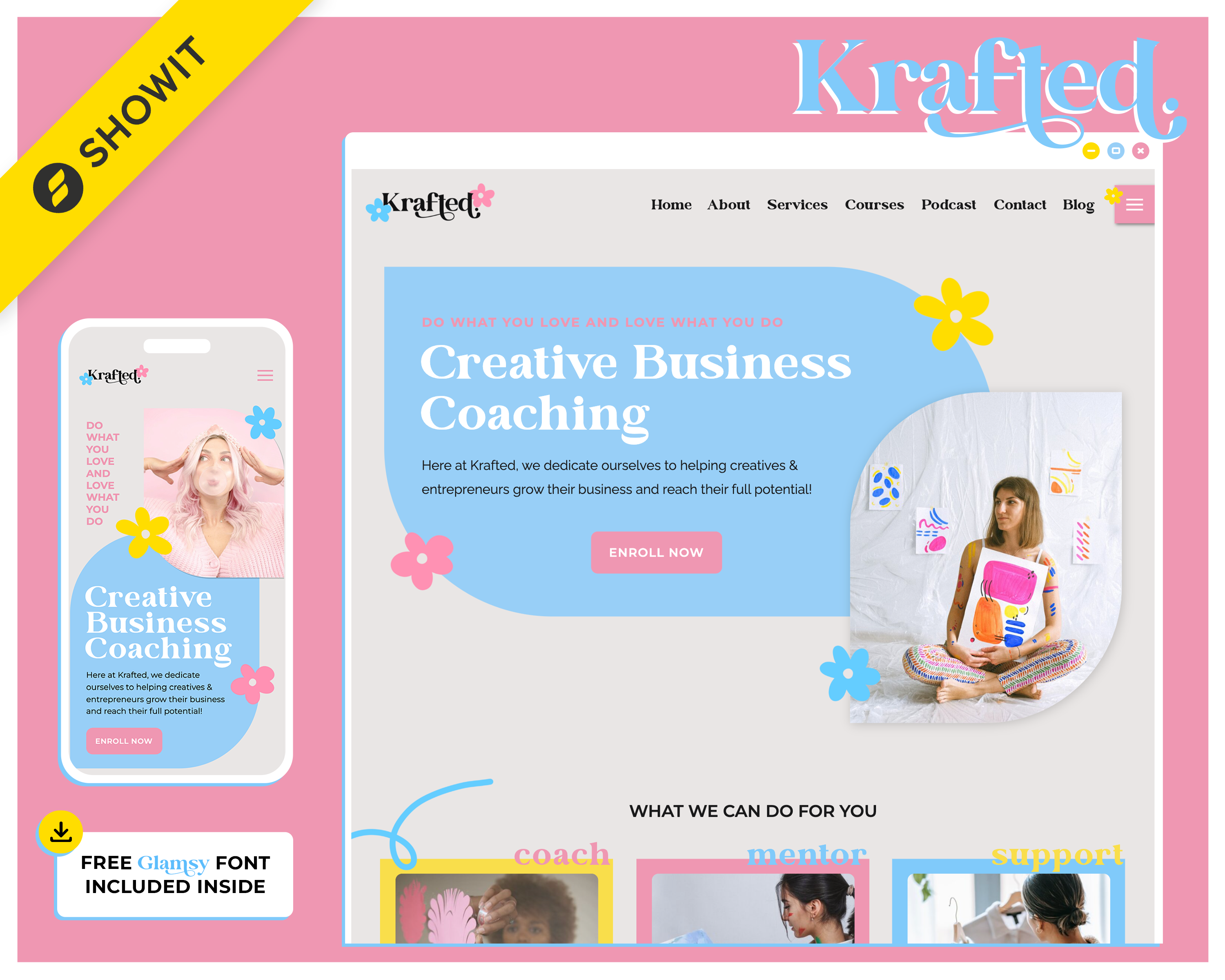 Krafted Website Showit Template branding design graphic design showit website design website template