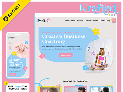 Krafted Website Showit Template branding design graphic design showit website design website template