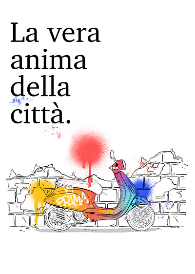 Vespa Primavera poster advertising artwork colorful design graphic design hand drawn illustration poster procreate scooter vespa