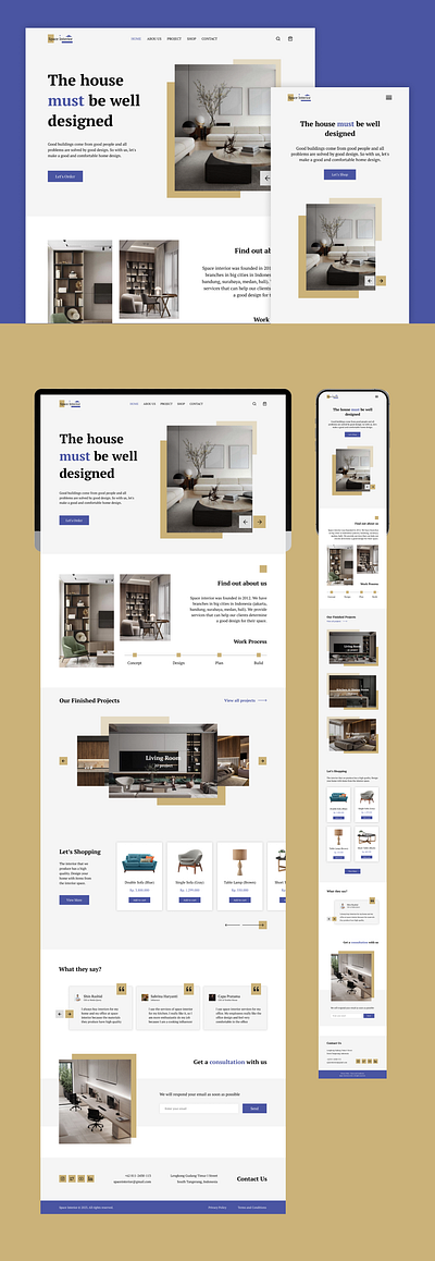 [Landing Page Website & Mobile UI] Interior App design mobile ui website