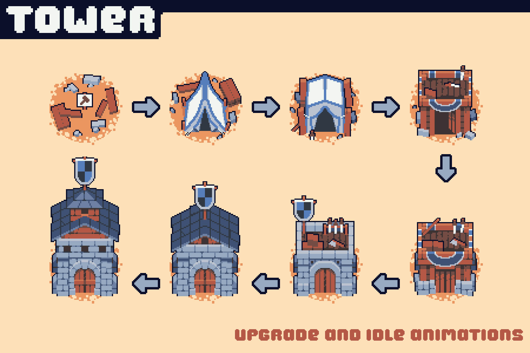 Catapult Towers Pixel Art for Tower Defense by 2D Game Assets on Dribbble
