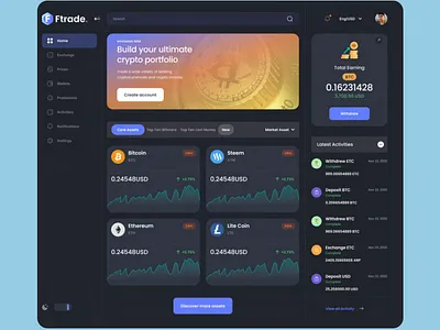 Crypto Trading Dashboard UI blue crypto dashboard design dribbble ui ui inspiration ux