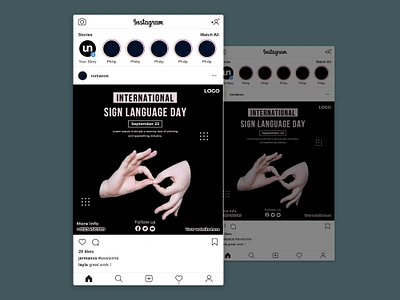 International Sign Language Day For Social Media Template ads advert advertisement advertising alphabet banner design facebook ads instagram post letters marketing media poster psd sign language sign language day social media template web