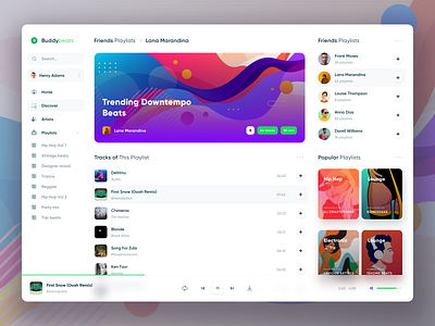Buddy Beats - Music Streaming Service apple music beats clean minimal mobile music player spotify streaming web white