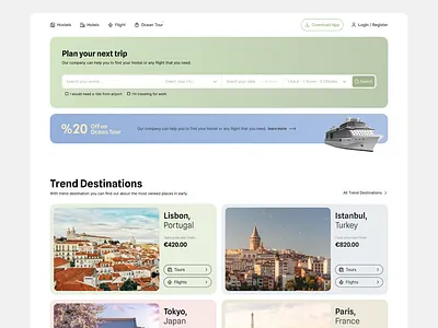 Travel Agency and Booking Website booking site clean creative design flight hotel inspiration landing page minimal modern tour travel agency travel website trip ui ux website