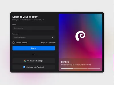 Symbols - Log In branding clean dailyui dark design figma log in minimal sign in ui ux web