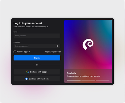 Symbols - Log In branding clean dailyui dark design figma log in minimal sign in ui ux web