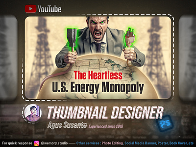 Thumbnail Design - Energy Monopoly graphic design manipulation photoshop thumbnail youtube thumbnail