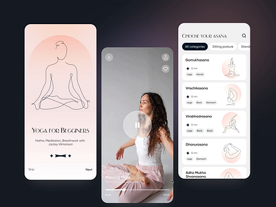 YogaFlow App app app design asana fitness health app mantra meditation mental mental health mobile app mobile app design mobile ui ui ux wellness yoga yoga app