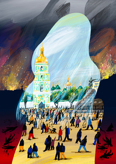 My Kyiv 2d colorful design digital drawing editorial editorial illustration emotional graphic illustration people ukraine
