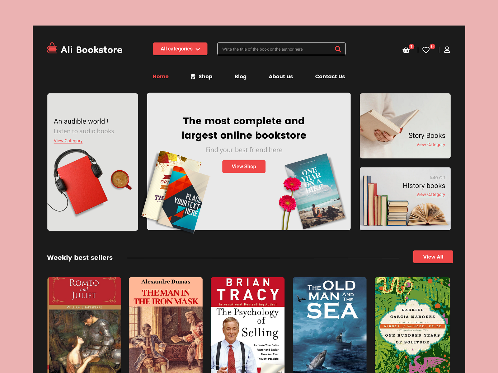 Bookstore - design online shop by Reyhan Yeganemehr on Dribbble