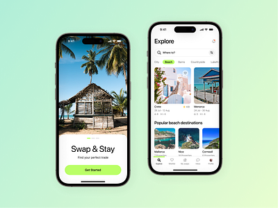 Swap & Stay - Home exchange app ios mobile travel ui ux