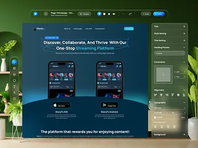 Websy - Website Builder (Apple Vision Pro) 3d agicent apple vision pro ar css drag and drop glassmorphic no code website spatial design spatial ui ui user interface ux vision pro vr web builder webflow webpage website builder website design