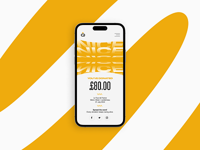 Cycling Fundraising App & Brand app bike brand clean condensed cycle cycling donation font france fund mobile modern payment raising road sport tour ui yellow