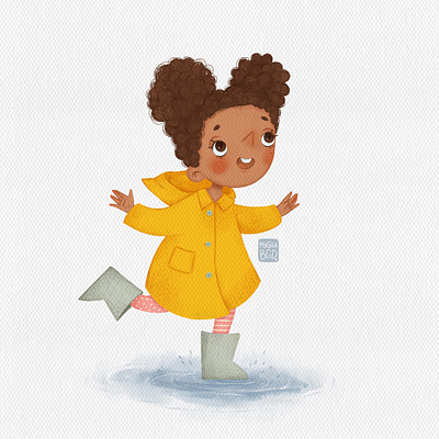 Funny girl in a raincoat by Masha BGD art character design childrens book childrens illustration design illustration