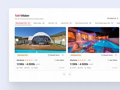 Hotel & Villa Listing Card booking booking card booking design booking ui card holiday holiday website ui hotel hotel card hotel desing hotel ui hotels landing page listing card ui ui design villa villas web design