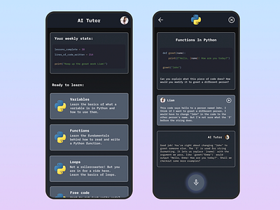 AI Code Tutor App ai ai app app design generative ai gpt 4 mobile mobile app ui