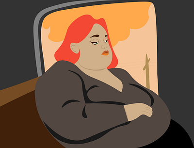 Solitary Train Journey of a Plus-Size Woman at Dusk overweight