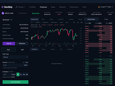 DexStrip Decentralized Exchange - Perpetual blockchain crypto crypto trading decentralized exchange design forex perpetual perpetual trading trading dashboard web3 web3 trading