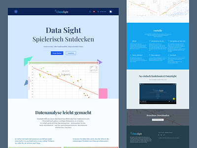 Data Sight - Landing page blue chart client work college colors data element footer grid header landing landing page navigation page picture style switzerland ui video website