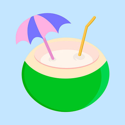 tropical coconut juice fresh and sweet branding design flat design illustration logo ui vector