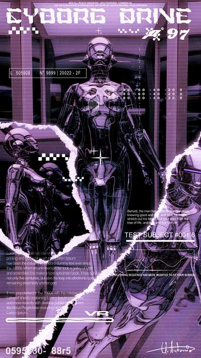 Cyber Drive, Female AI Bot Poster ai branding cyber cyborg graphic design robot sci fi