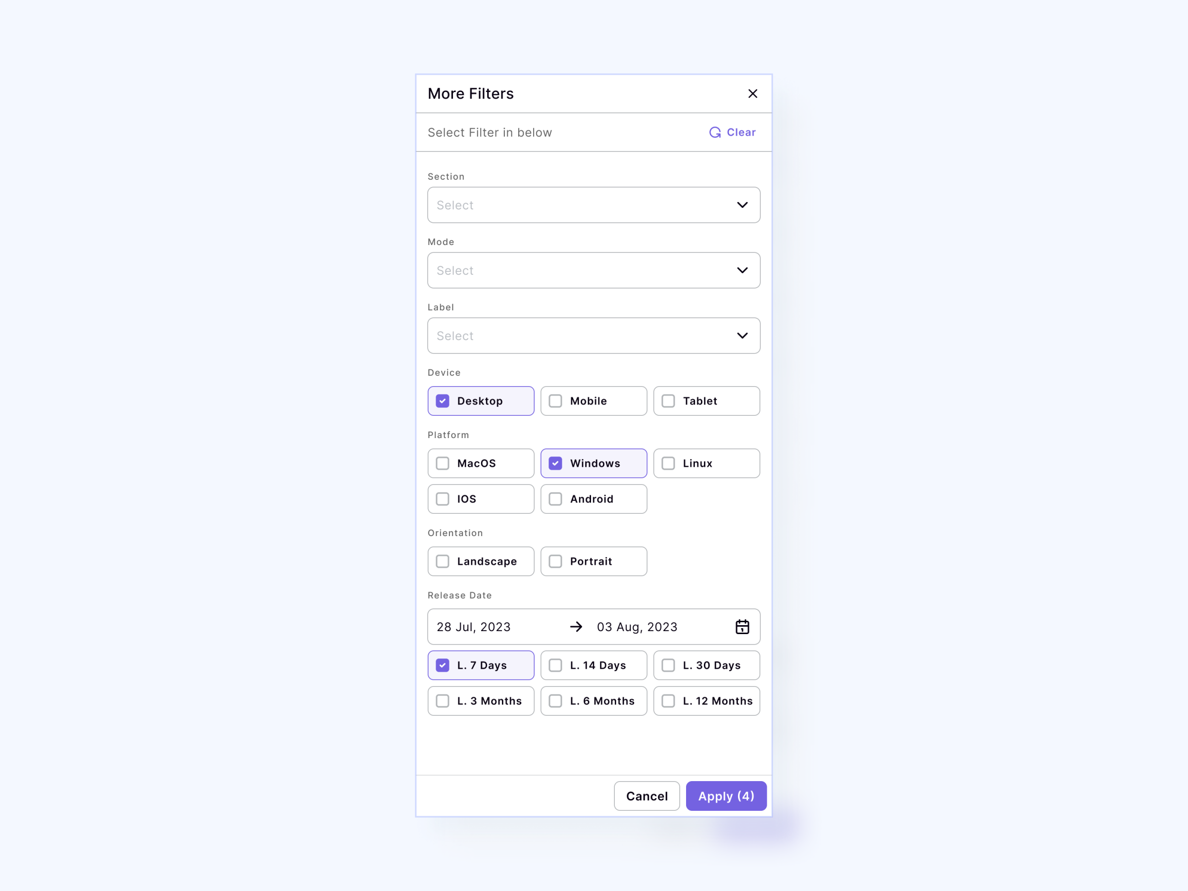Advanced Filters design ui uidesign ux